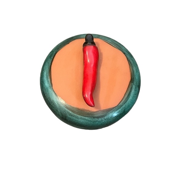 Handmade Rectangular Tray Jalapeño Green Drip Glazed Pottery Set Sign AE 97 - Picture 7 of 16